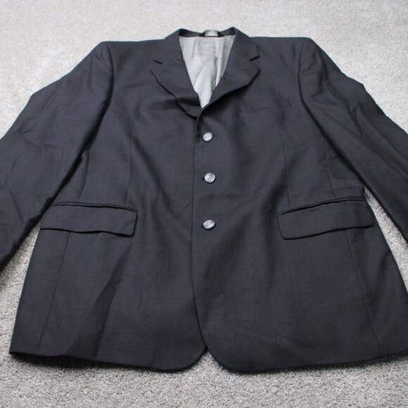 Jos A. Bank Blazer Mens 46L Black Wool/Silk/Ramie Blend 3 Button Single Vent - Picture 2 of 12